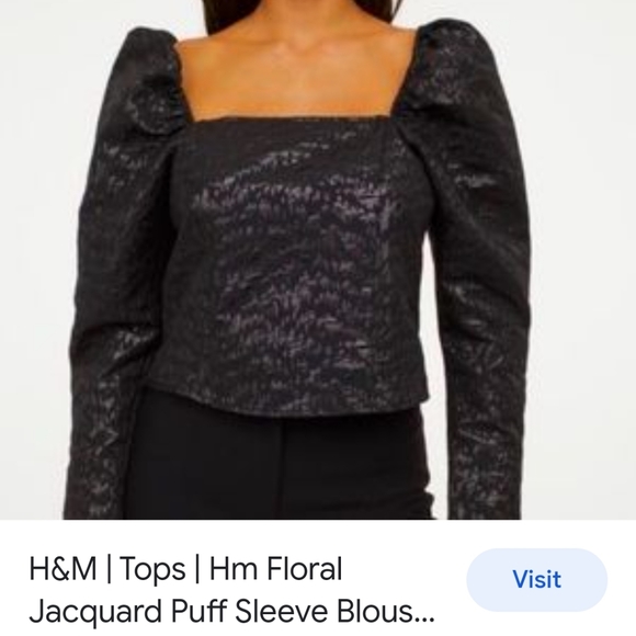 H&M jacquard puff sleeve blouse - Picture 2 of 5